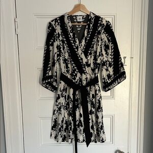 CAbi Black and White Patterned Dress